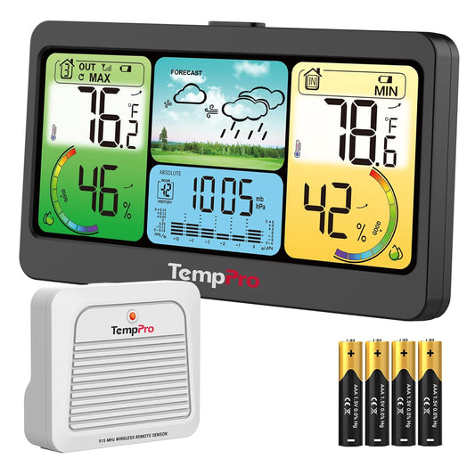 ThermoPro TP280 1000FT Home Weather Stations Wireless Indoor Outdoor Black