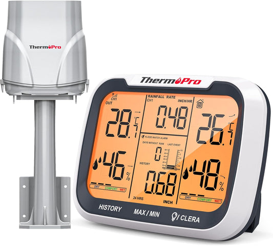 ThermoPro TP270 Smart Weather Station | Wireless Rain Gauge & Indoor-Outdoor Climate Monitor
